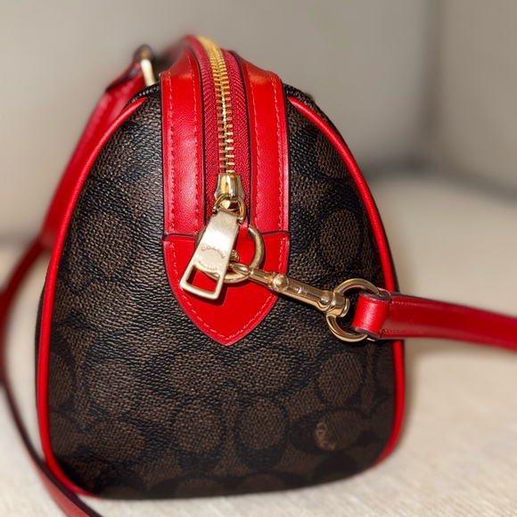 Coach Red and Brown Satchel Bag - Picture 4 of 7
